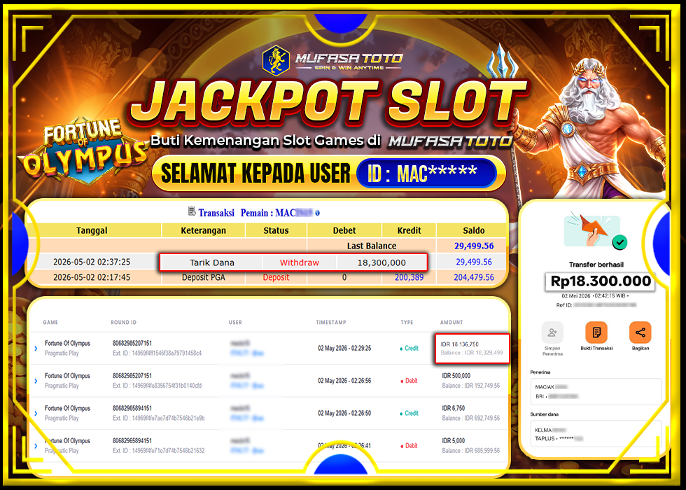 MUFASATOTO JACKPOT PRAGMATIC PLAY Rp 18.300.000|LUNAS